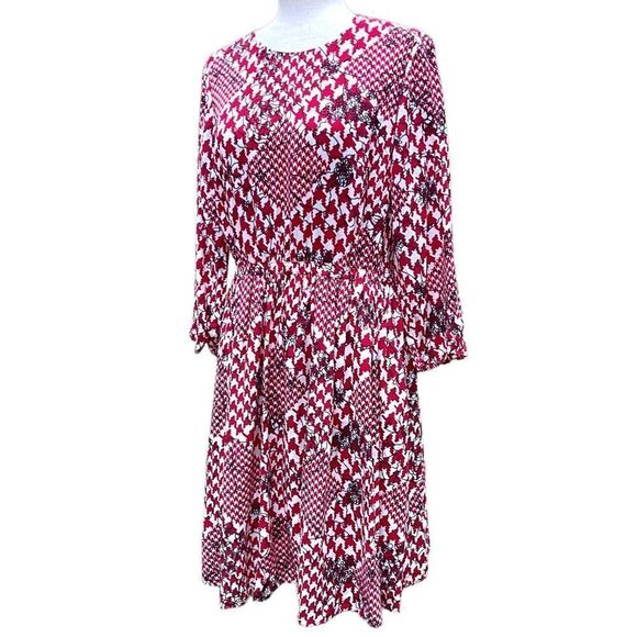 Brooks Brothers Refined Red Floral Belted Knee Length Dress Preppy Size 8 - Picture 2 of 10